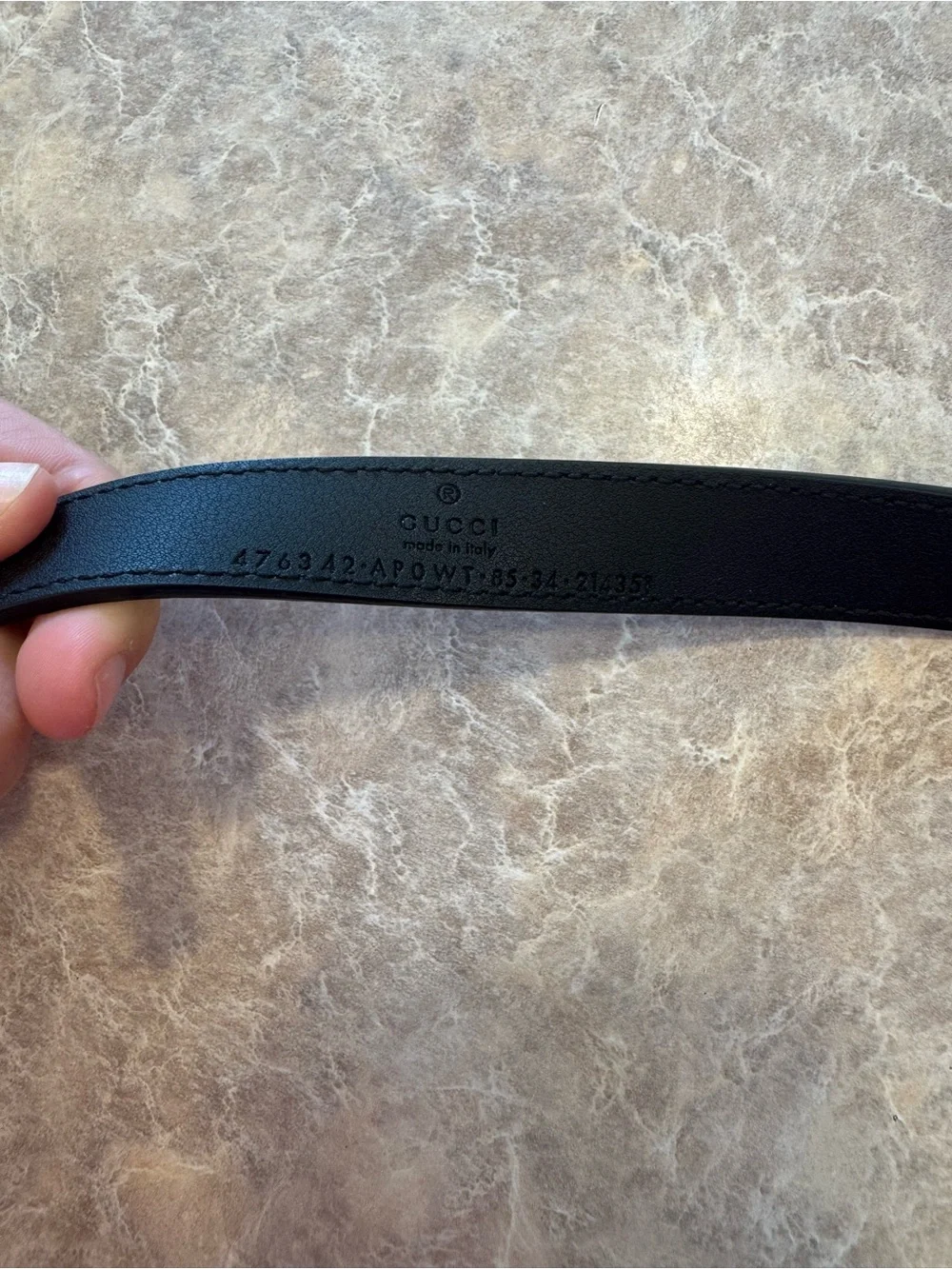 Gucci Black Leather Belt with Pearl-Embellished Double G Buckle